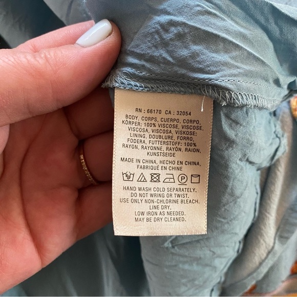 Anthropologie Maeve Blue Floral Postcard Print Rosalia Wrap Dress - Picture 16 of 16